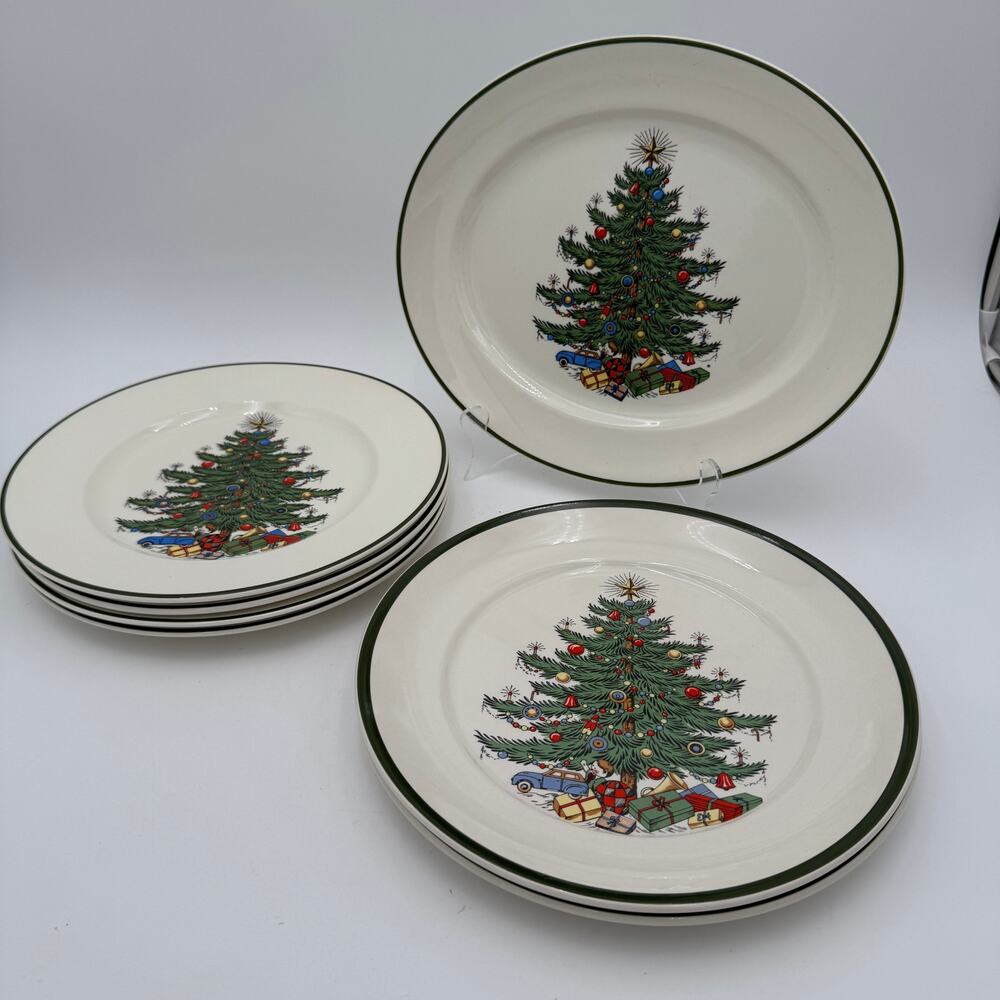 6 pc Vintage Christmas Tree by Cuthbertson Dinner Plates and Platter